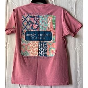 SIMPLY SOUTHERN "Preppy, Happy, Classy" Graphic Pink Small T-shirt. *COOL/NICE